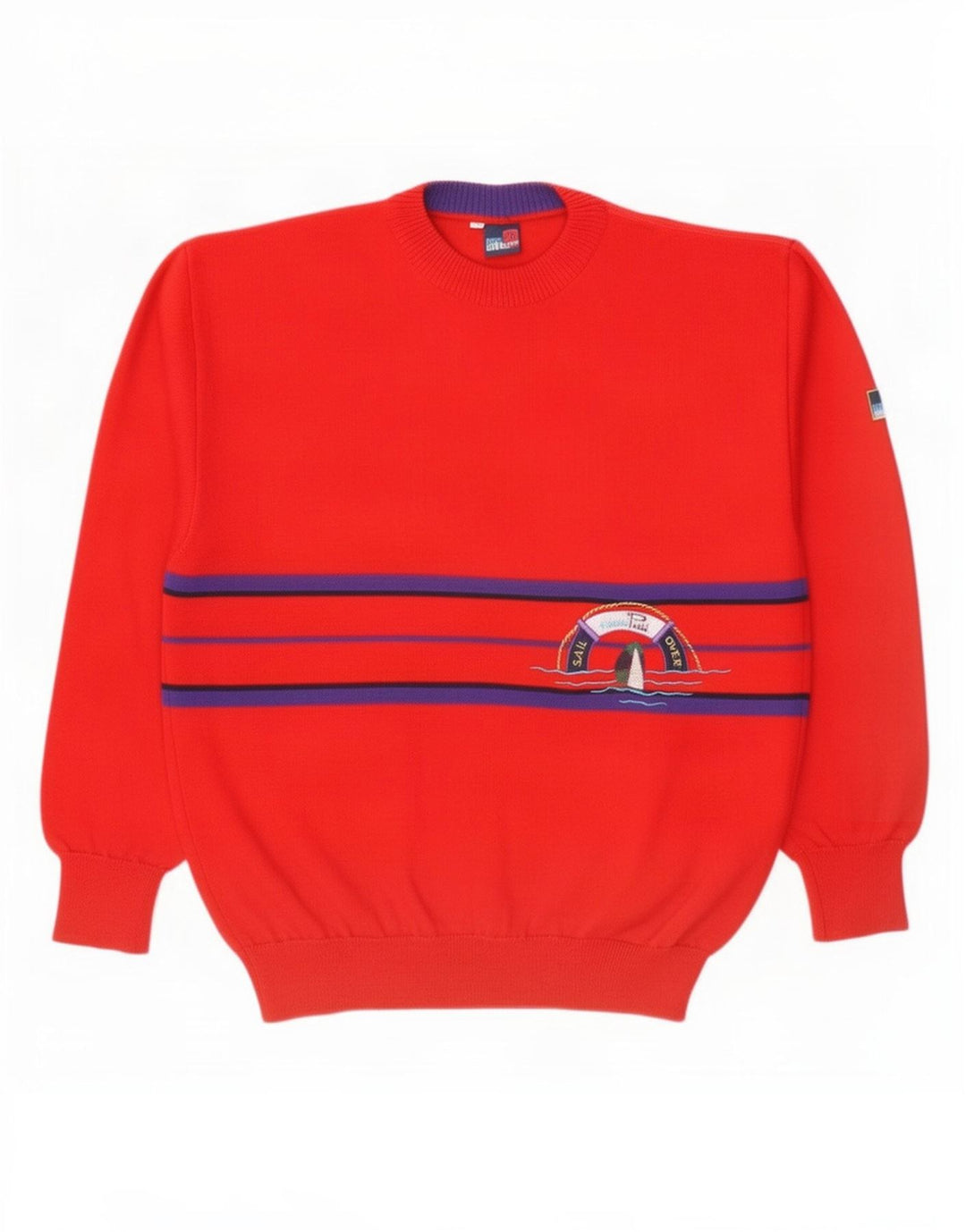 Evan Pull Herren-Pullover mit Rundhalsausschnitt, XL, rot gestreift, Wolle