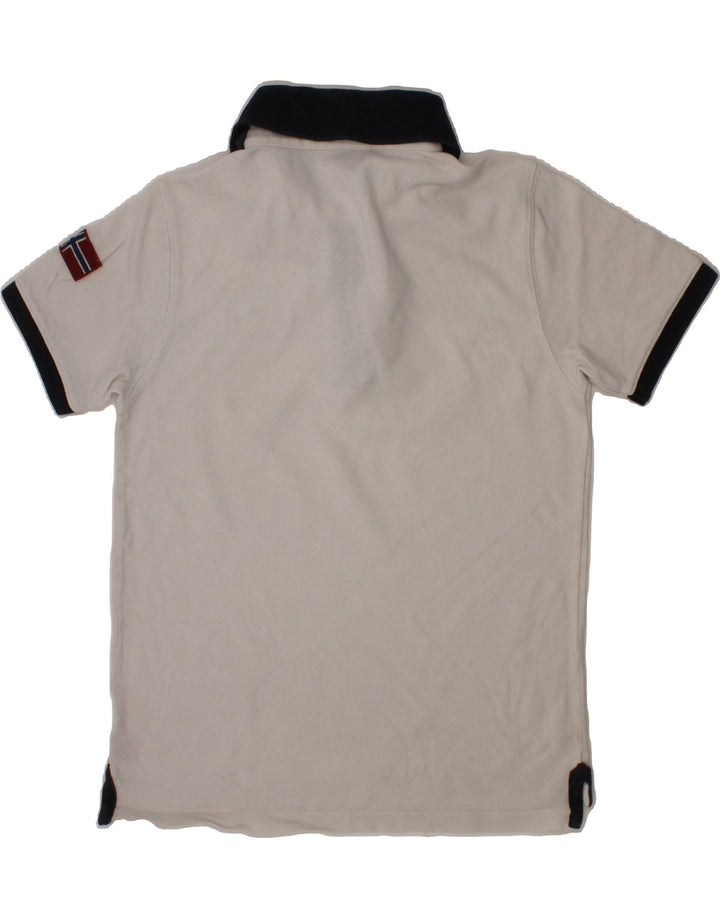 NAPAPIJRI Boys Graphic Polo Shirt 9-10 Years White Vintage Napapijri and Second-Hand Napapijri from Messina Hembry 