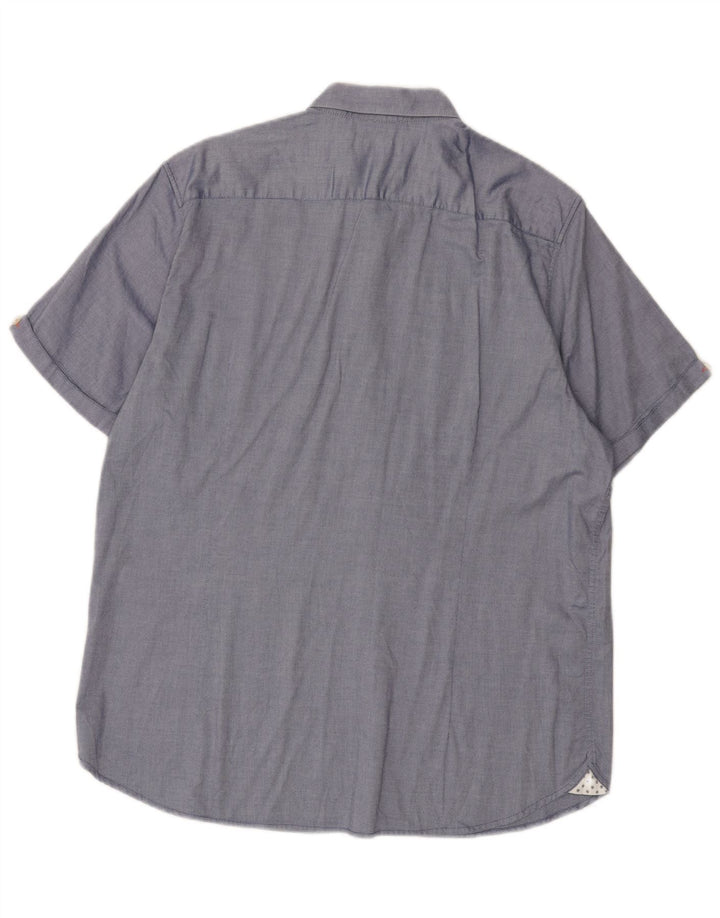 TED BAKER Herren Kurzarmhemd Größe 5 XL Blau