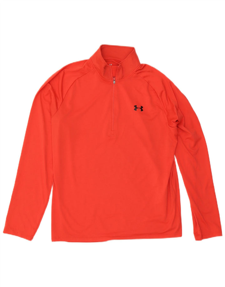 Under Armour Herren-Pullover-Trainingsanzugoberteil mit Reißverschluss und Halsausschnitt, Größe L, Rot
