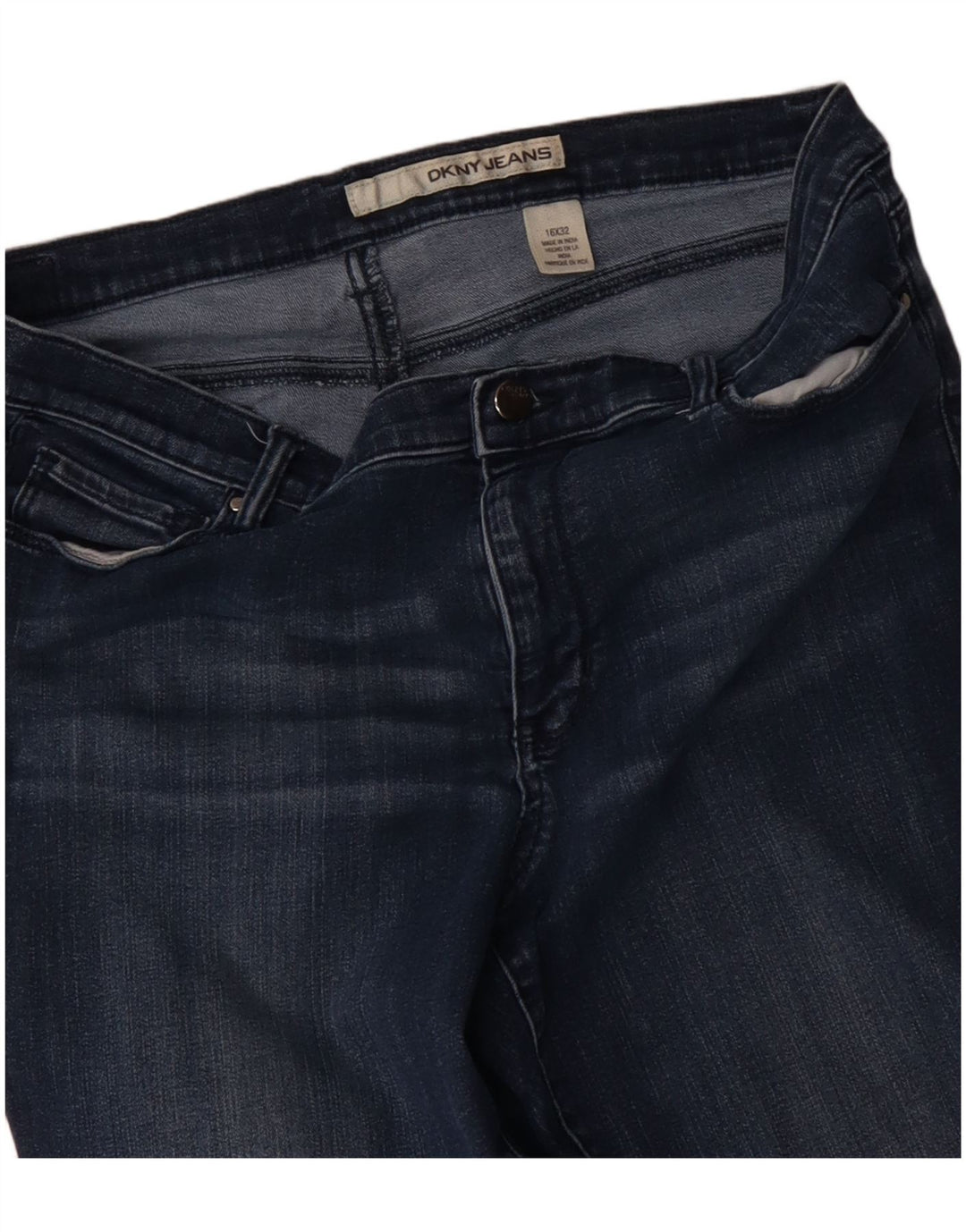 DKNY Damen Straight Jeans W32 L32 Blaue Baumwolle