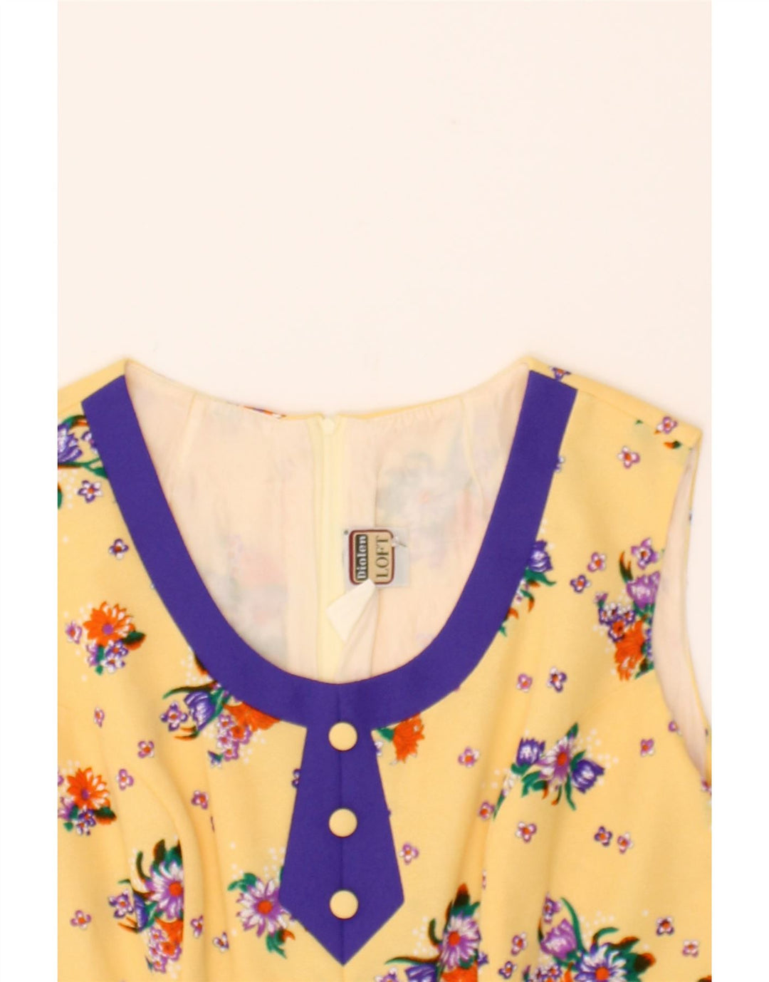 LOFT Womens Sleeveless A-Line Dress UK 14 Medium Yellow Floral Polyester Vintage Loft and Second-Hand Loft from Messina Hembry 