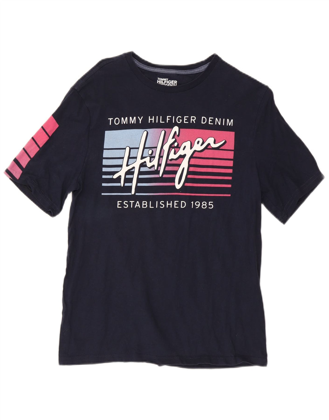 Tommy Hilfiger Herren-T-Shirt mit Grafik, Größe S, marineblau, Baumwolle