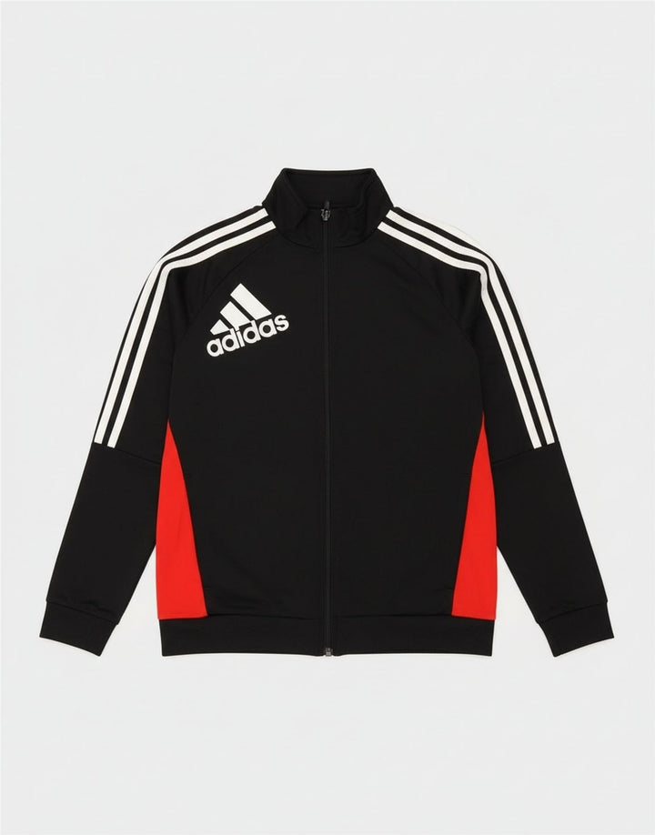 Adidas Jungen Grafik-Trainingsanzug-Top-Jacke, 11–12 Jahre, schwarzes Farbblockdesign