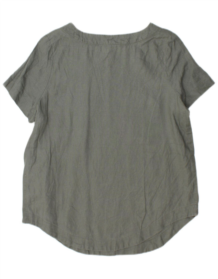 JOULES Lang geschnittenes, übergroßes Blusenoberteil für Damen, Größe S, Khaki, Leinen