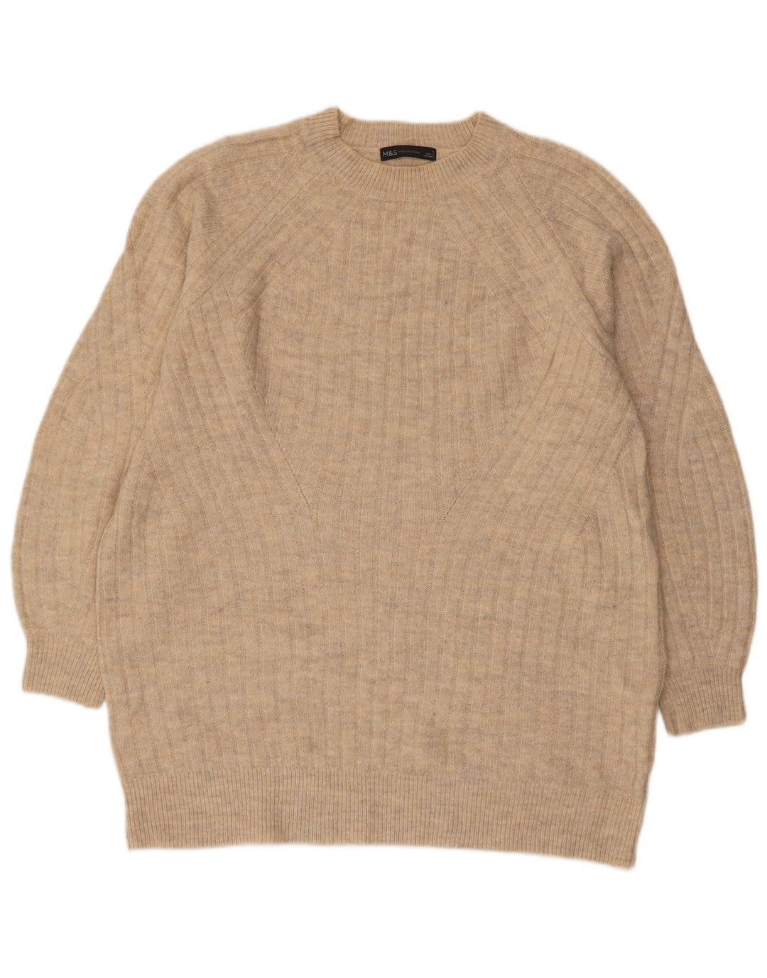 MARKS & SPENCER Damen-Pullover mit Rundhalsausschnitt, Gr. 14, Mittelbeige