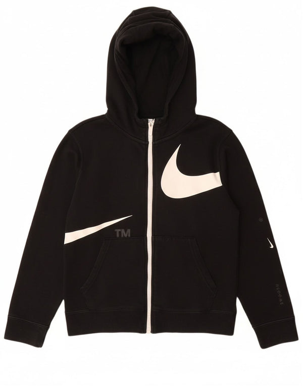 NIKE Jungen-Kapuzenpullover mit Swoosh-Grafik und Reißverschluss, 10–11 Jahre, mittelschwarz