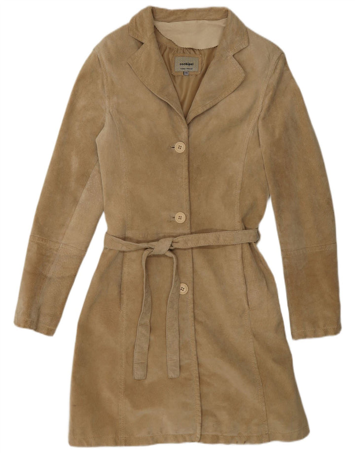 Conbipel Damen Wildledermantel IT 46 Large Khaki Leder