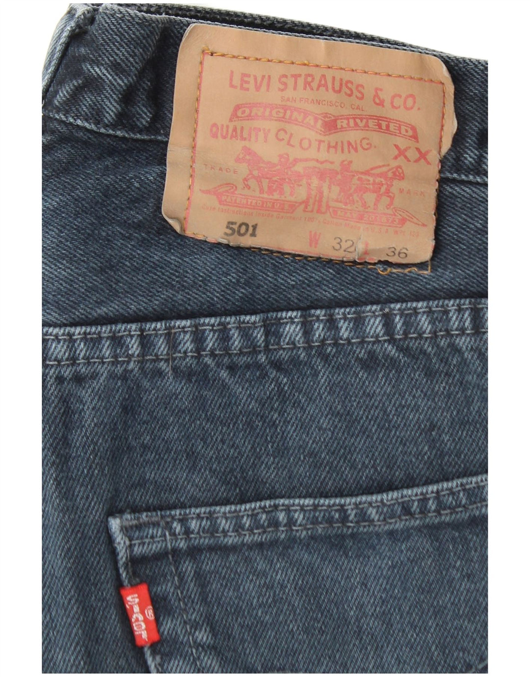 LEVI'S Herren 501 Straight Jeans W32 L25 Blaue Baumwolle