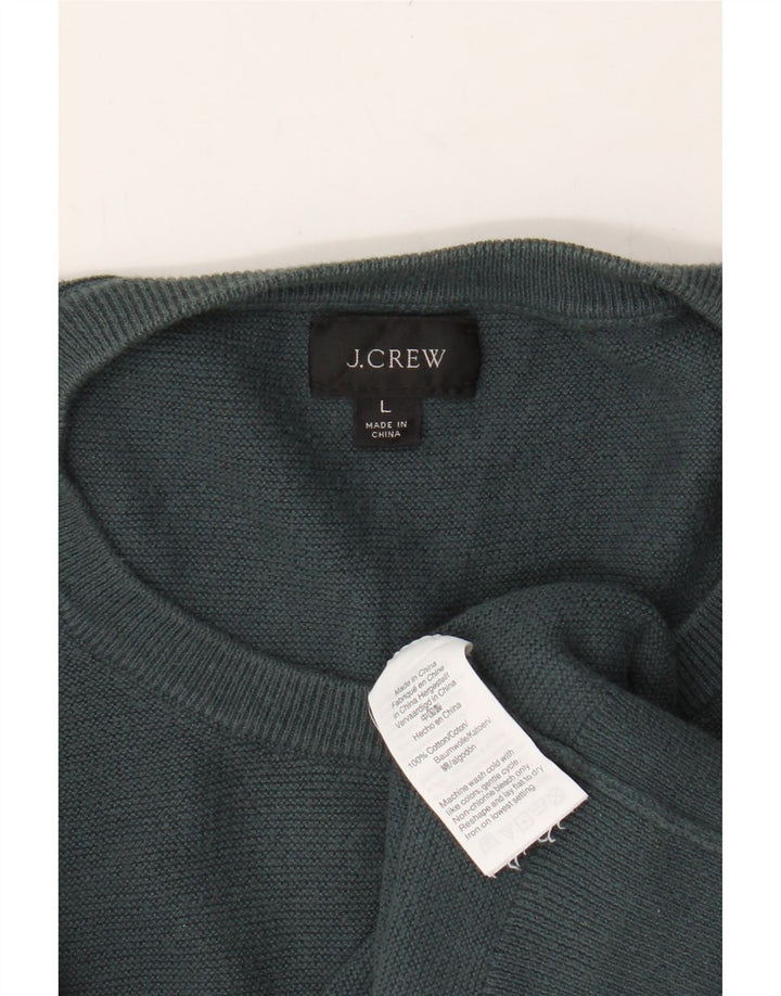 J. CREW Mens Crew Neck Jumper Sweater Large Green Cotton Vintage J. Crew and Second-Hand J. Crew from Messina Hembry 