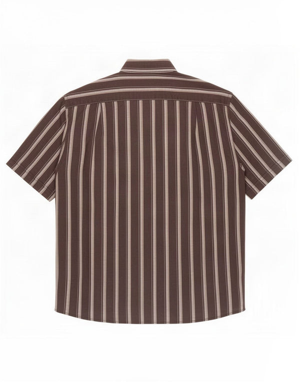 Roccobarocco Herren Kurzarmhemd Größe 40 15 1/2 Medium Schwarz gestreift