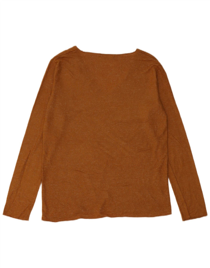 Zara Damen Top Langarm UK 14 Large Braun