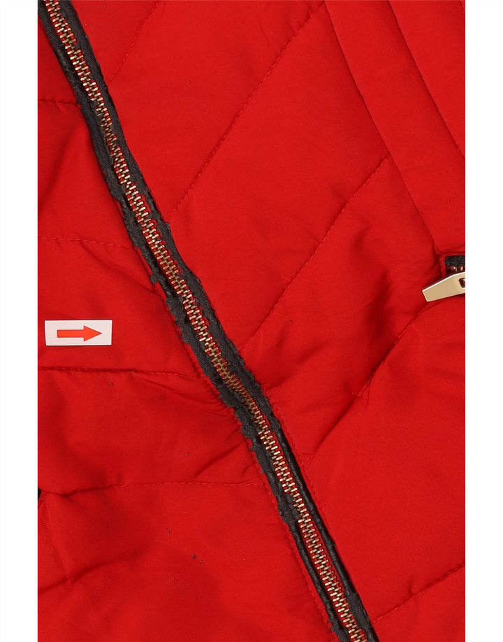 Zara Damen Kapuzenjacke, wattiert, UK 6, XS, Rot, Polyester