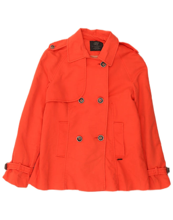 Zara Damen Kurzer Trenchcoat UK 12 Mittelorange Baumwolle