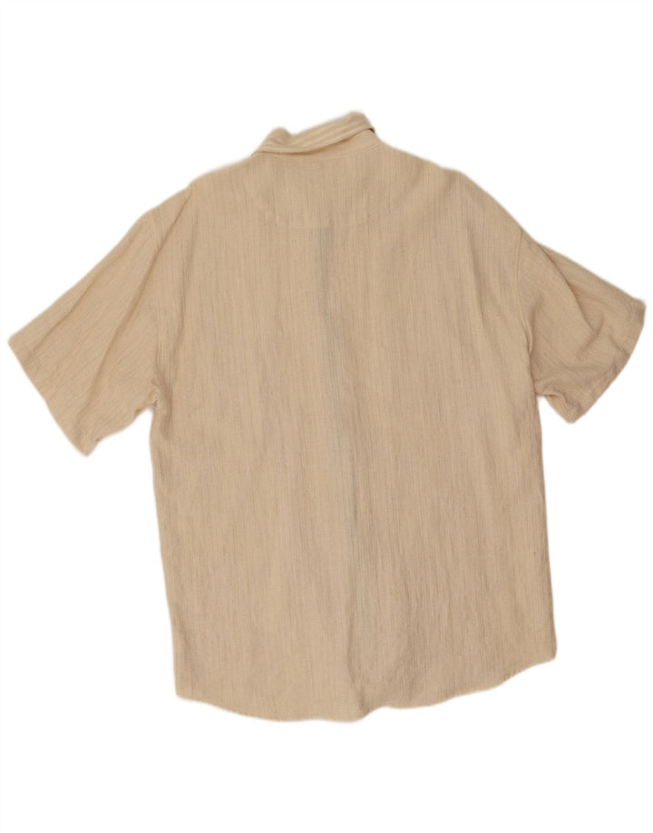 Vintage Herren Kurzarmshirt XL Beige gestreift
