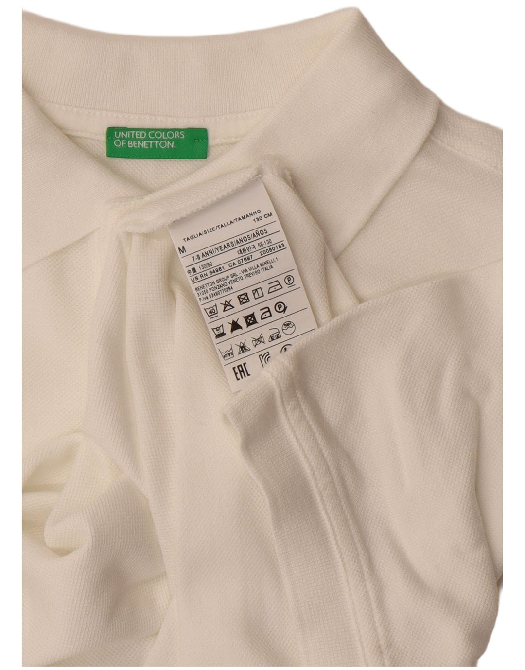 Benetton Poloshirt für Jungen, 7–8 Jahre, mittelweiße Baumwolle