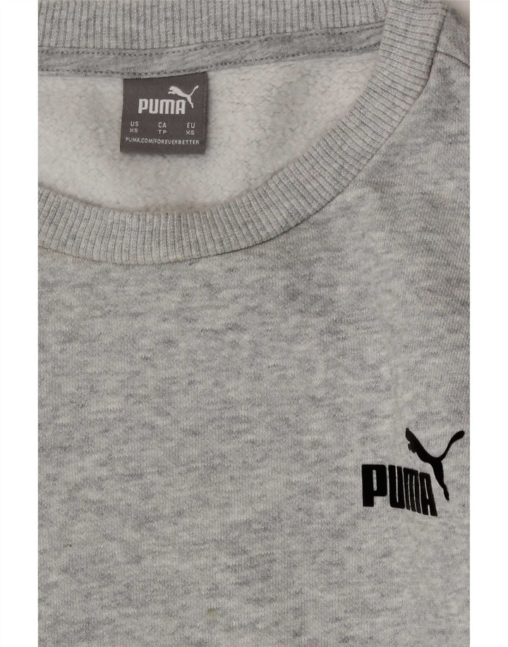 Puma Womens Crop Oversized Sweatshirt Pullover UK 6 XS Grau meliert