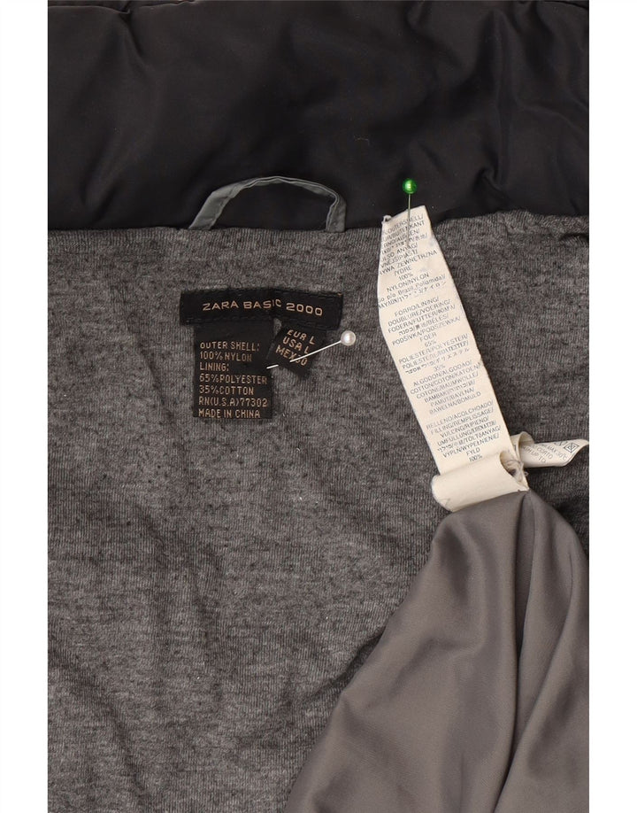 Zara Damen gepolsterter Mantel UK 14 Large Schwarz Nylon