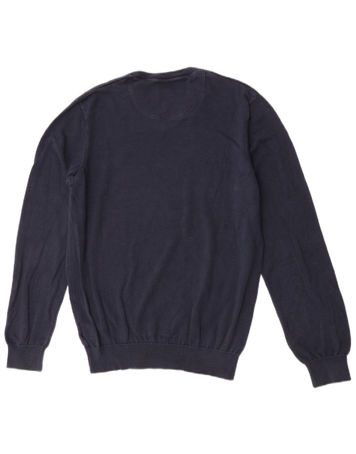 Lacoste Herren-Pullover mit V-Ausschnitt, Größe 4, mittelmarineblaue Baumwolle