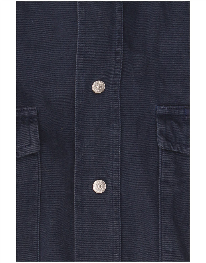 Carrera Herrenhemd, Größe 39/40, mittelmarineblaue Baumwolle