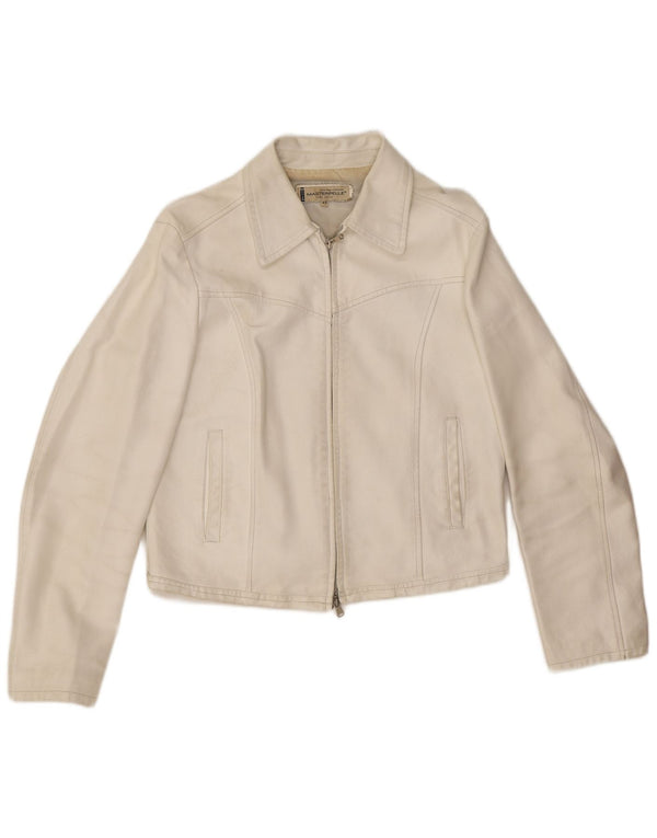 Masterpelle Damen Crop Lederjacke IT 48 XL Weißes Leder