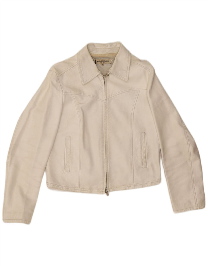 Masterpelle Damen Crop Lederjacke IT 48 XL Weißes Leder