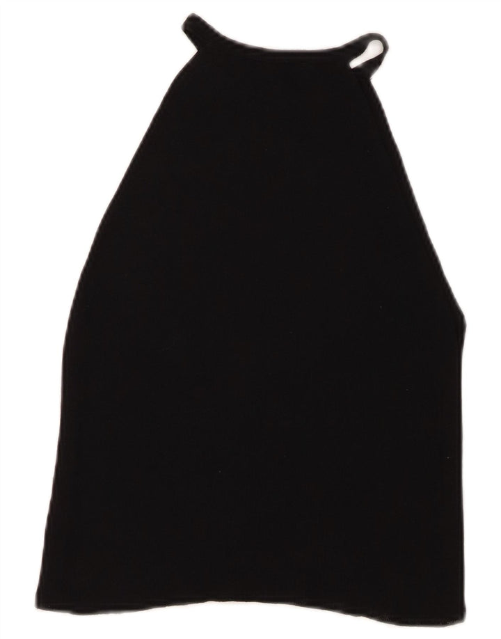 Zara Damen Crop Neckholder Top UK 12 Medium Schwarz