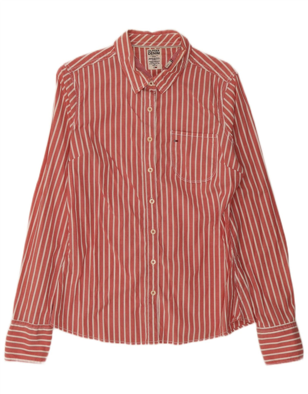 Tommy Hilfiger Herrenhemd, groß, rot gestreift, Baumwolle