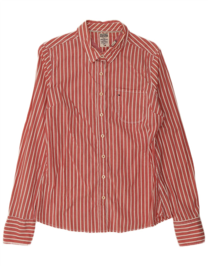 Tommy Hilfiger Herrenhemd, groß, rot gestreift, Baumwolle