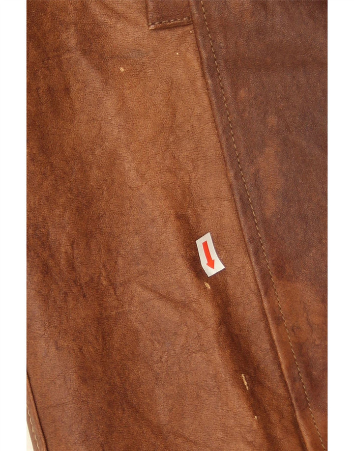 Vintage Damen Zweireihiger Ledermantel IT 42 Mittelbraunes Leder