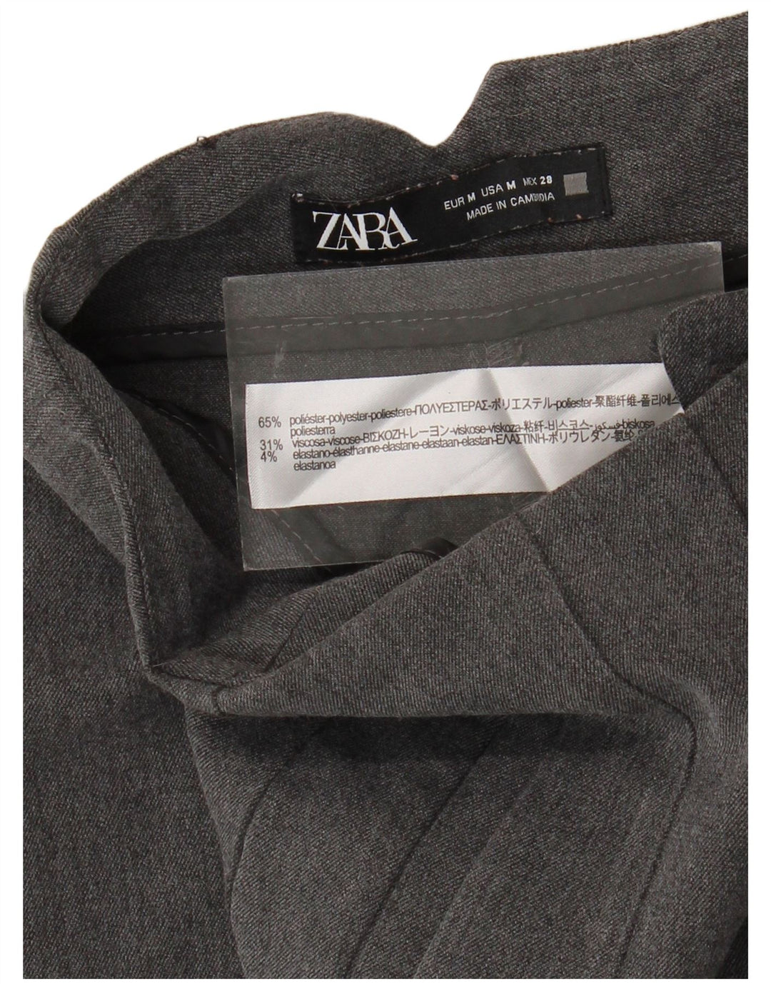 Zara Damen-Anzughose mit hoher Taille, mittelgroß, W28, L25, grau, Polyester
