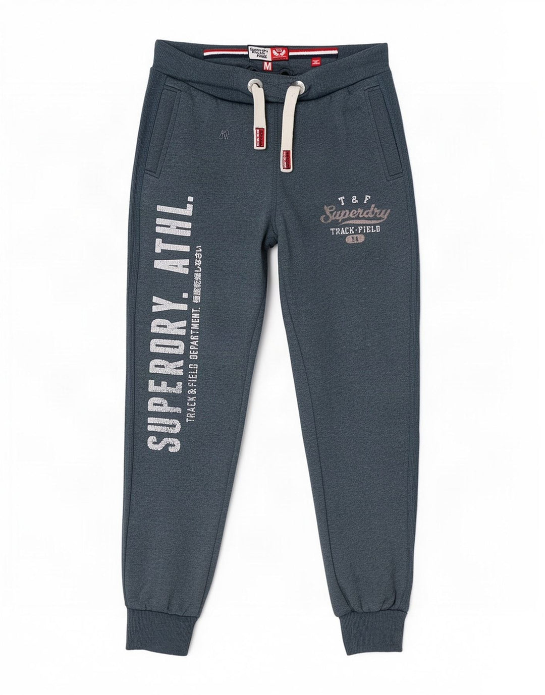 Superdry Herren-Trainingshose mit grafischem Muster, mittelgraue Baumwolle