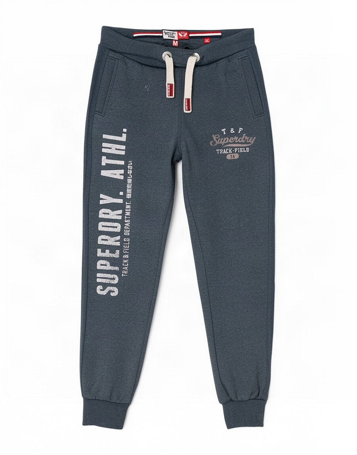 Superdry Herren-Trainingshose mit grafischem Muster, mittelgraue Baumwolle