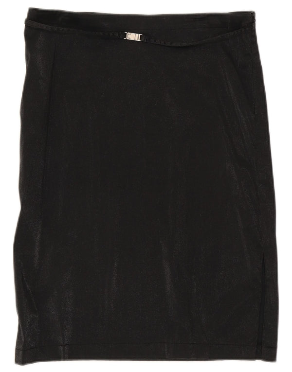 Ferre Damen gerader Rock IT 46 Large W32 Schwarze Baumwolle