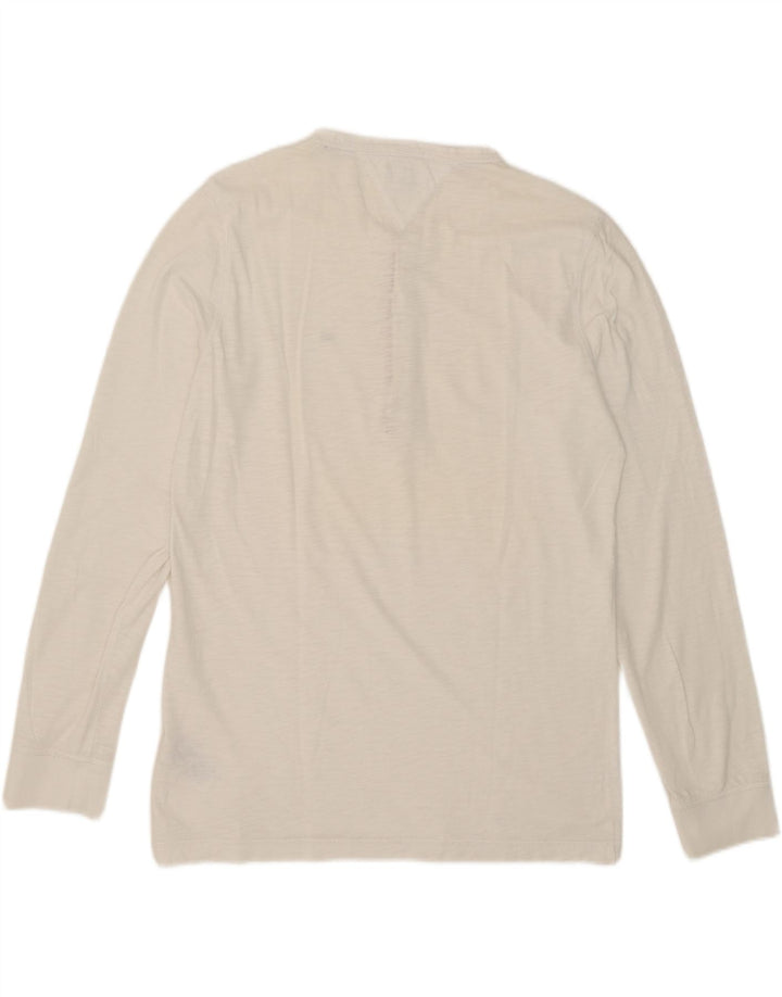 Tommy Hilfiger Herren-Top, langärmelig, XL, weiße Baumwolle