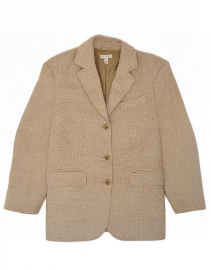 Topshop Damen-Blazerjacke mit 3 Knöpfen, UK 12, mittelbeigefarbenes Polyester