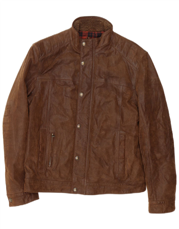 North Coast Society Herren-Lederjacke, UK 38, Mittelbraun