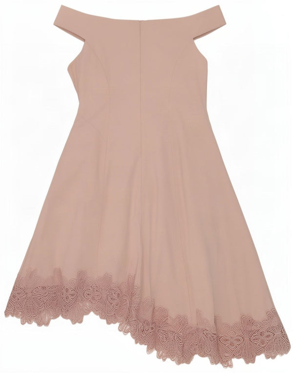 Coast Damen Asymmetrisches schulterfreies Kleid UK 18 XL Rosa Blumenmuster Polyester