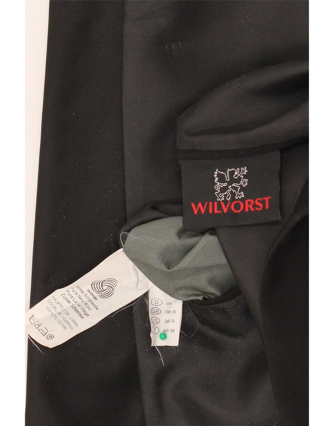Wilvorst Herren-Blazer mit 1 Knopf, UK 38, Mittelschwarz, Schurwolle