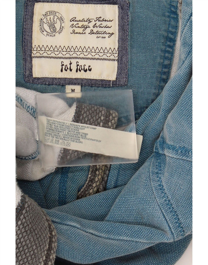 Fat Face Herren-Sweatshirt mit Reißverschluss am Hals, mittelblaue Baumwolle