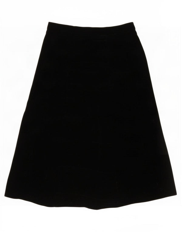 Vintage Damen Samt ausgestellter Rock XS W24 Schwarz
