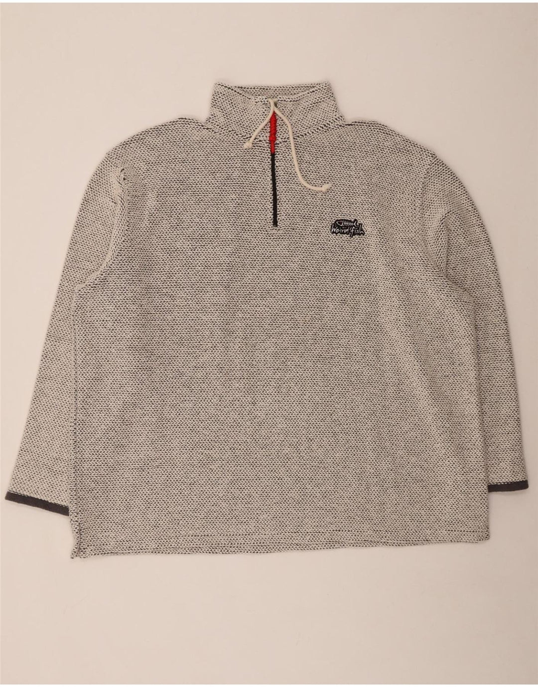 WEIRD FISH Herren-Sweatshirt mit Reißverschluss am Hals, 3XL, graue Baumwolle