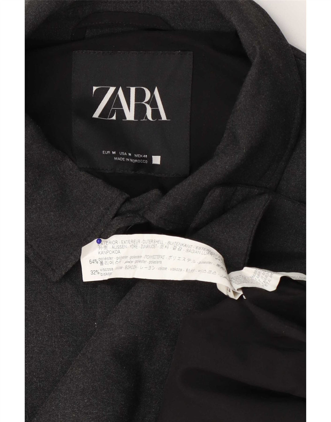 Zara Herren Bomberjacke UK 38 Mittelgraues Polyester