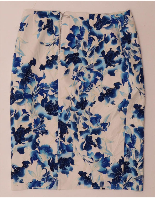 Oasis Damen Bleistiftrock UK 12 Medium W32 Weiß geblümtes Polyester