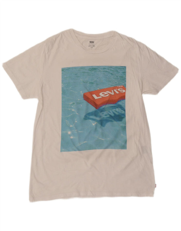 LEVI'S Damen Grafik-T-Shirt-Oberteil UK 16 Large Weiß