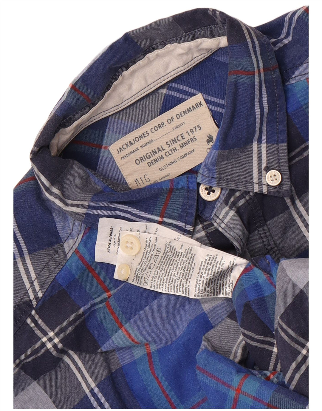 Jack & Jones Flanellhemd für Jungen, 11–12 Jahre, blau kariert, Baumwolle