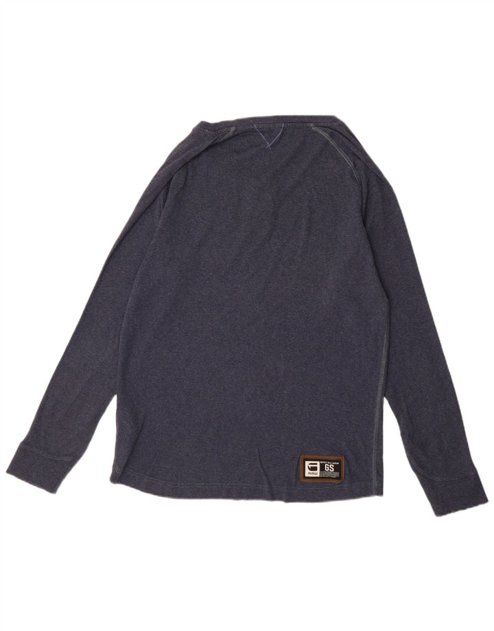 G-STAR Herren Grafik-Oberteil, langärmelig, groß, marineblau, Baumwolle