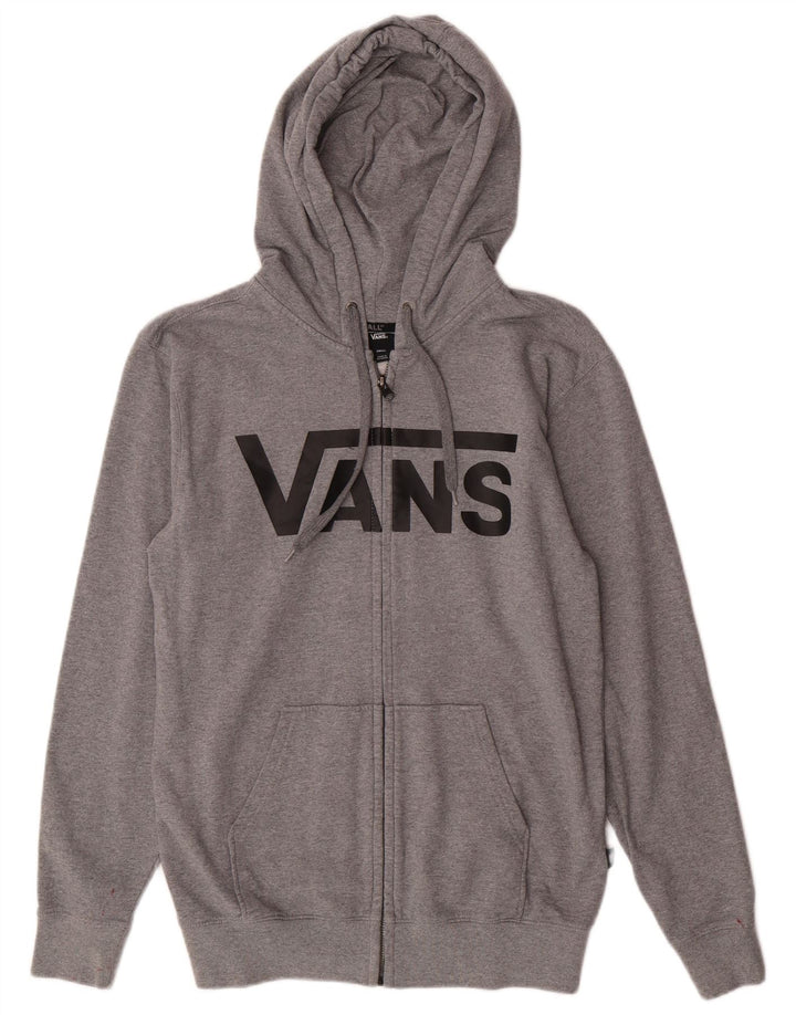 Vans Herren-Kapuzenpullover mit grafischem Reißverschluss, Größe S, Grau, Baumwolle