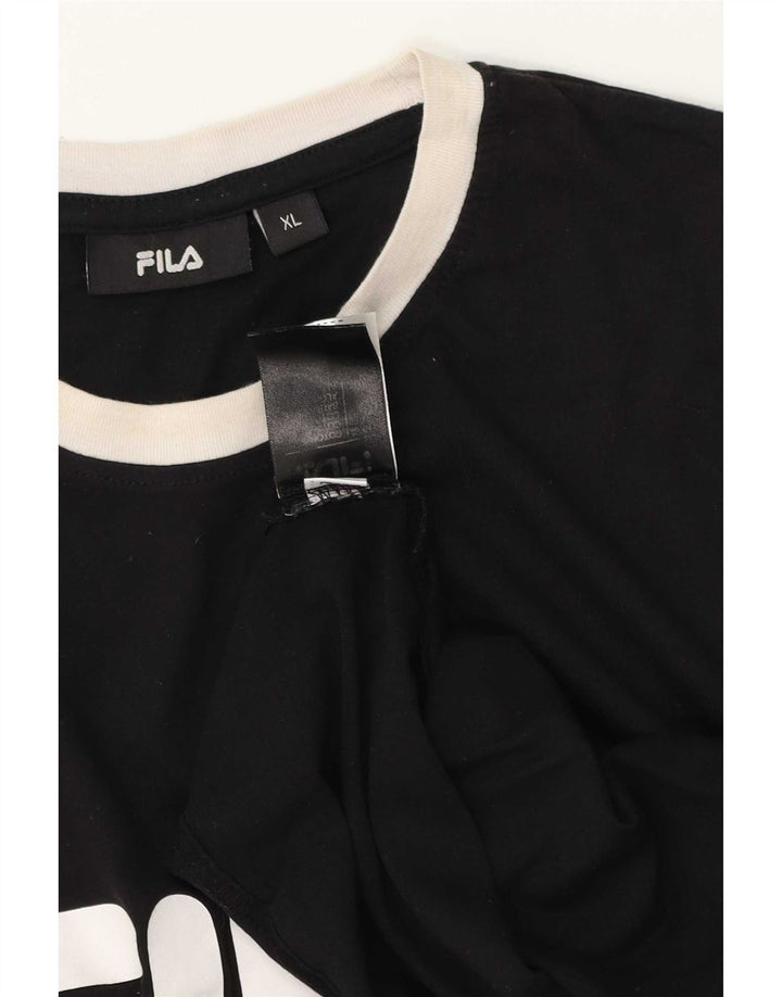 Fila Herren Grafik T-Shirt Top XL Schwarz Baumwolle