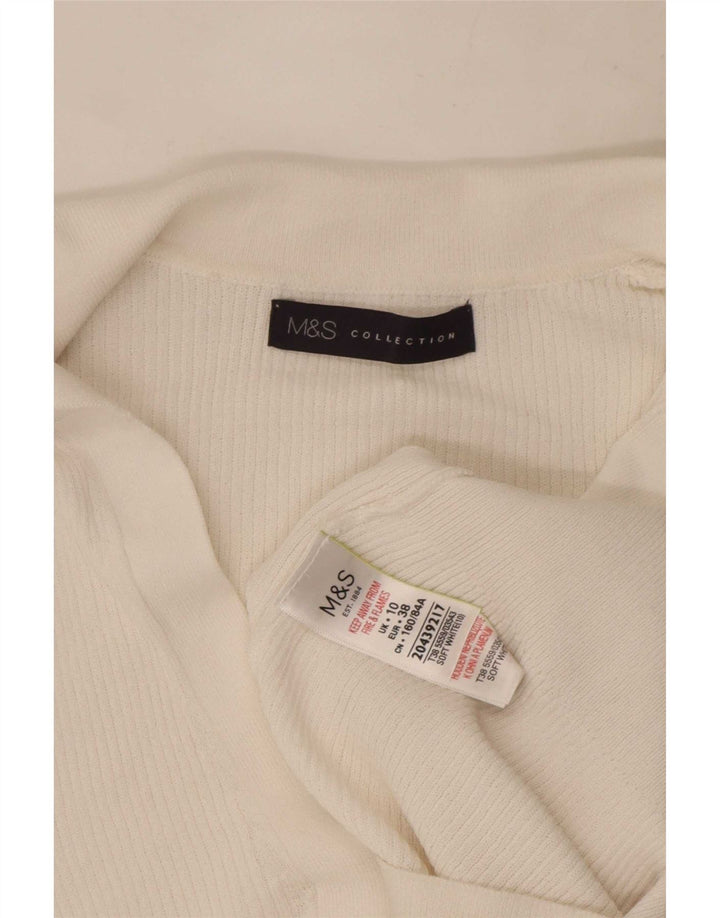 Marks & Spencer Damen Poloshirt UK 10 Small Weiße Viskose